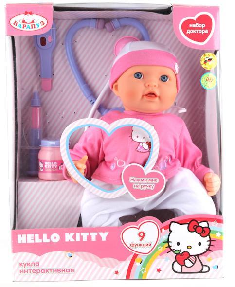 Кукла Карапуз Hello kitty 40см. 9 функций -набор доктора,краснеют щечки,кашляет 1612-Ru-Hello Kitty