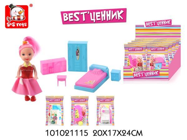 Кукла 101021115 с мебелью в пакете, 8 шт в ШОУБОКСЕ, Цена за шт