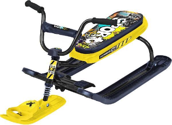 Снегокат "Ника джамп" граффити на желтом (черный каркас)