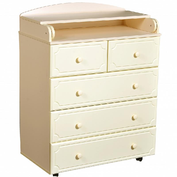 Комод детский с пеленальной доской Victoria 80/5 МДФ с шариковыми направляющими слоновая кость