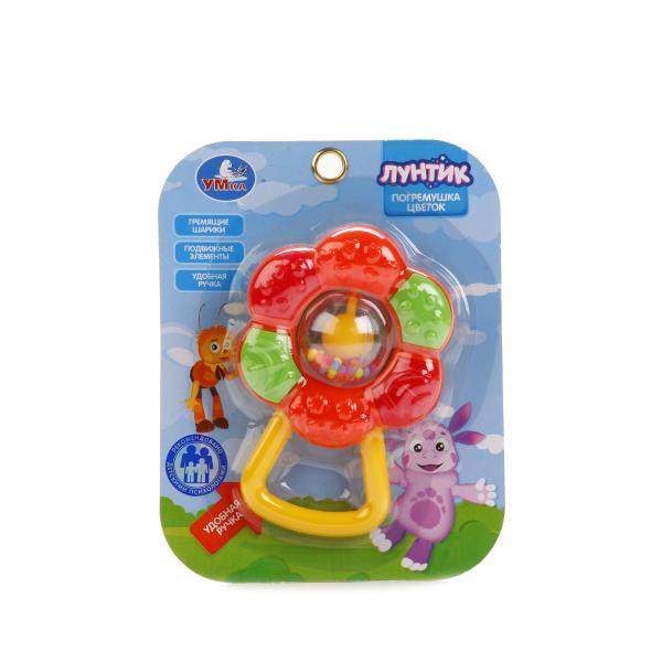 Погремушка-цветок "Умка"Лунтик (гремящие шарики,прорезыватель)на карт.