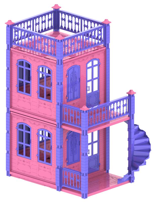 Домик для кукол "Замок Принцессы" (2 этажа)(розовый,бежевый)