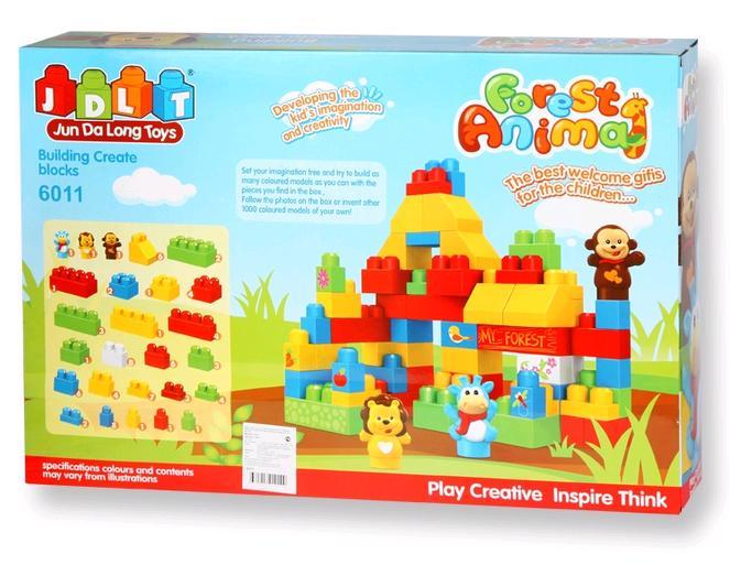 Конструктор пластмассовый JDLT "Лесные животные:Дружная семья" 82 дет.