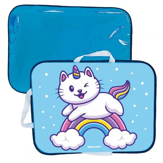 Сани-ледянка с принтом кот-едтнорог голубая