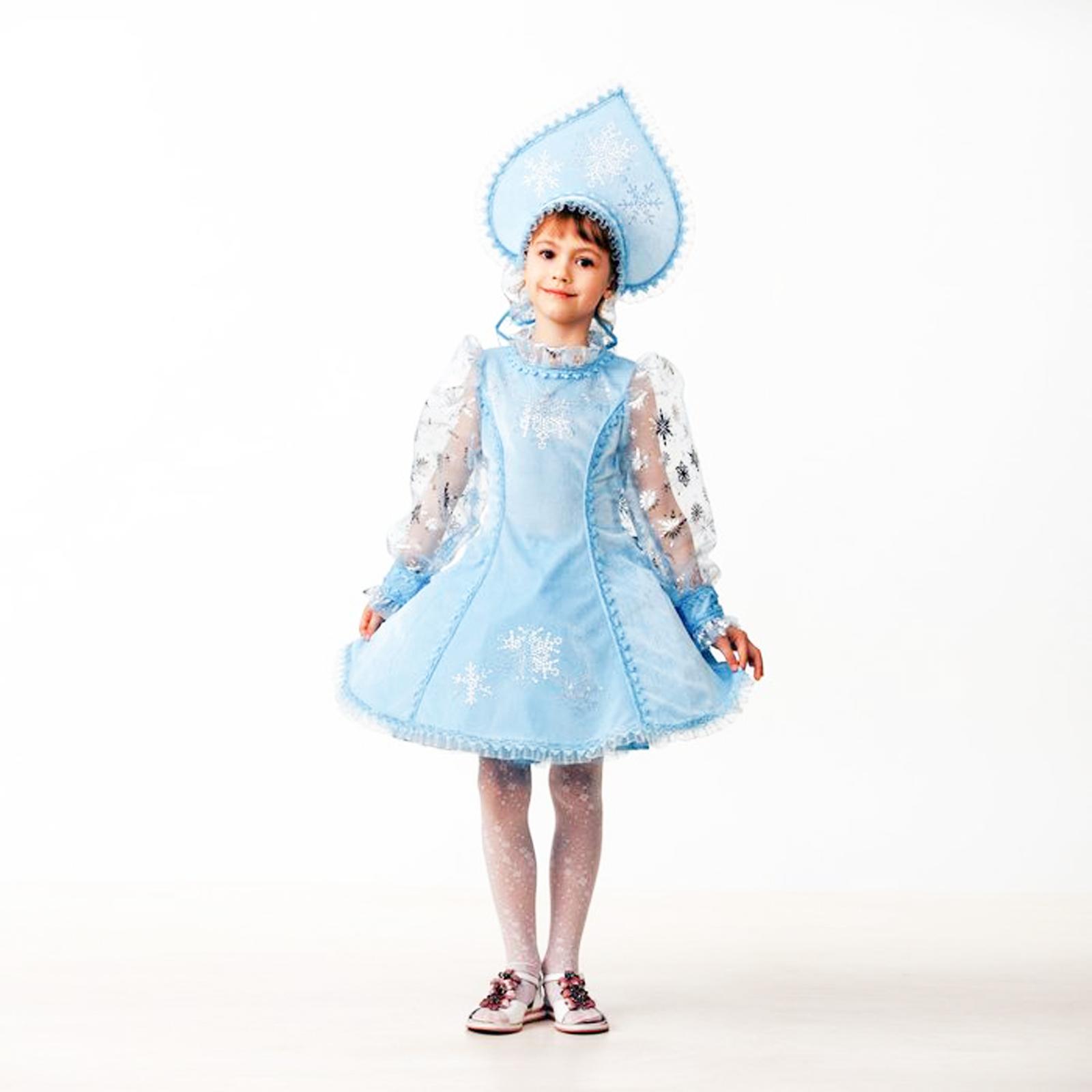 Карнавальный костюм «Снегурочка», (платье, кокошник, подъюбник) велюровое, размер 32