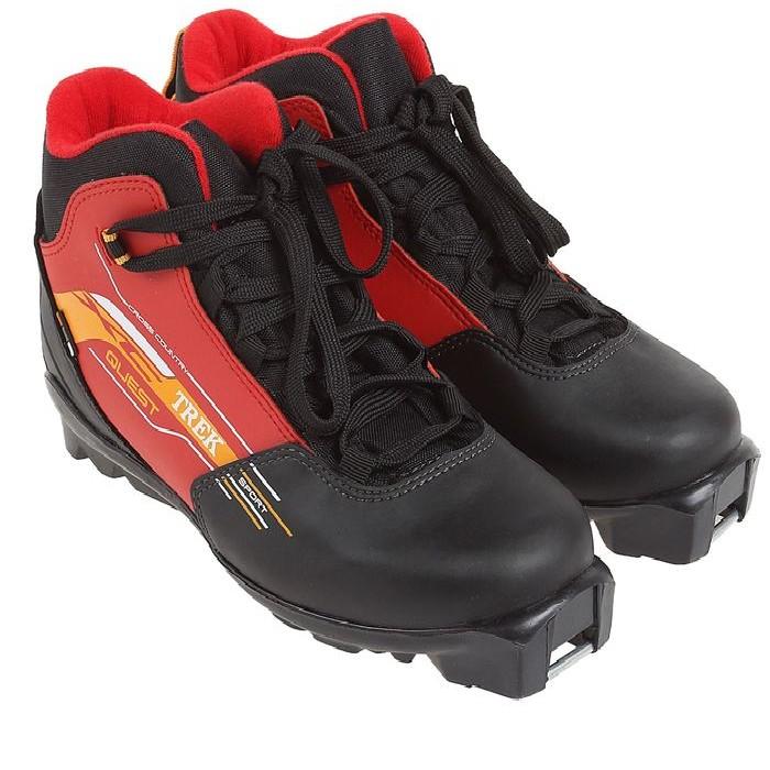 Ботинки лыжные TREK Quest SNS ИК (черный,лого синий,красный,лайм неон,серый) р.42 