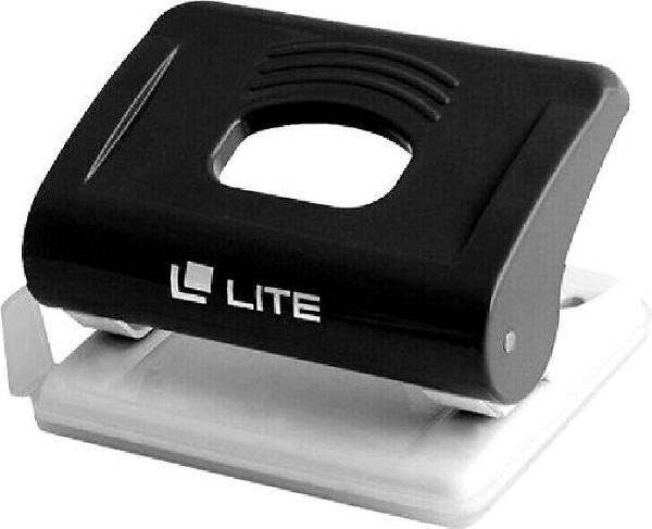 Дырокол LITE 20 л. 2 отвер. пластик черный линейка форматов DL-20K