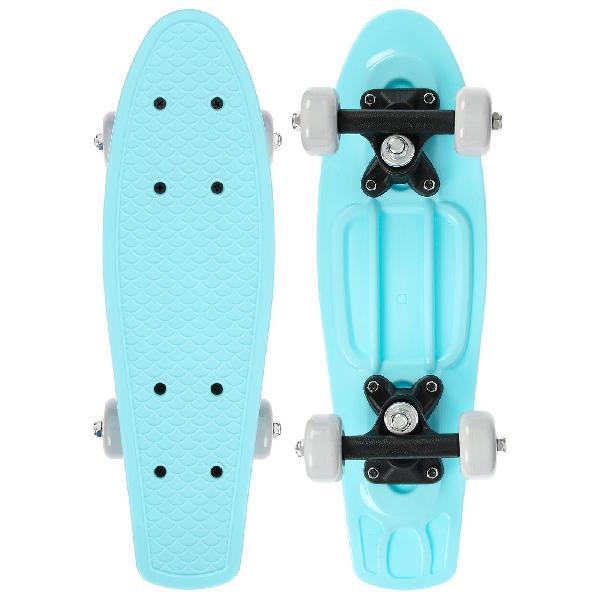 Скейтборд 42 х 12 см, колеса PVC 50 мм, пластиковая рама, цвет голубой  5290560