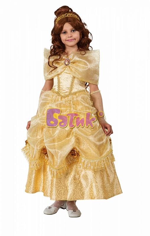 Карнавальный костюм "Принцесса Бель"(платье,подъюбник,перчатки,брошь,парик,обруч).36