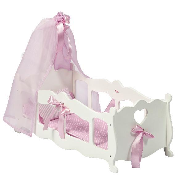 Кроватка(колыбелька)с постельным бельем и балдахином (коллекция "Diamond princess")белая