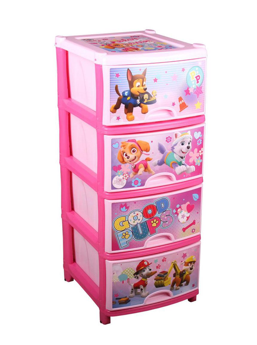 Комод детский "Щенячий патруль" №1 (для девочек)  4-х секционный