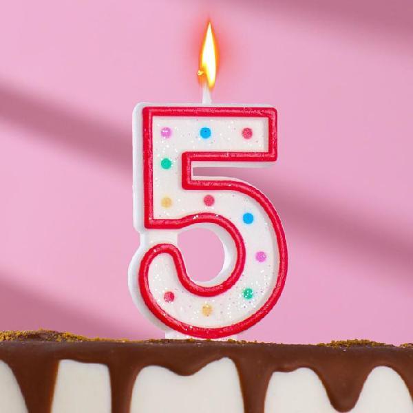 Свеча Цифра 5 «С днем рождения» Мишки