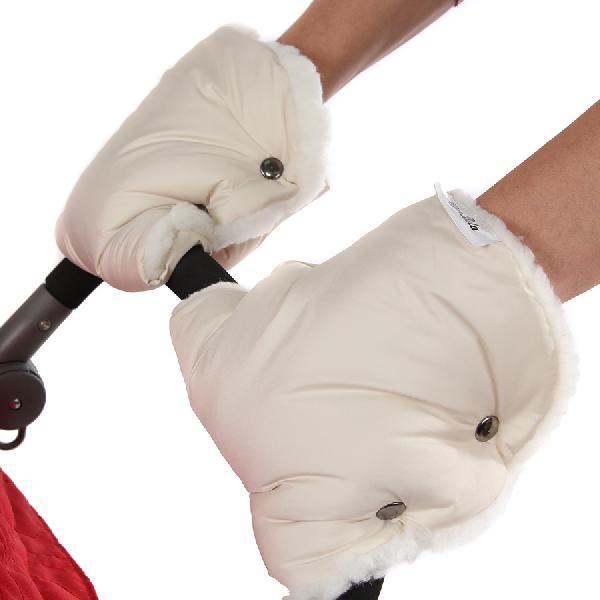 Муфта-рукавички  для рук на коляску (мех) (белый)
