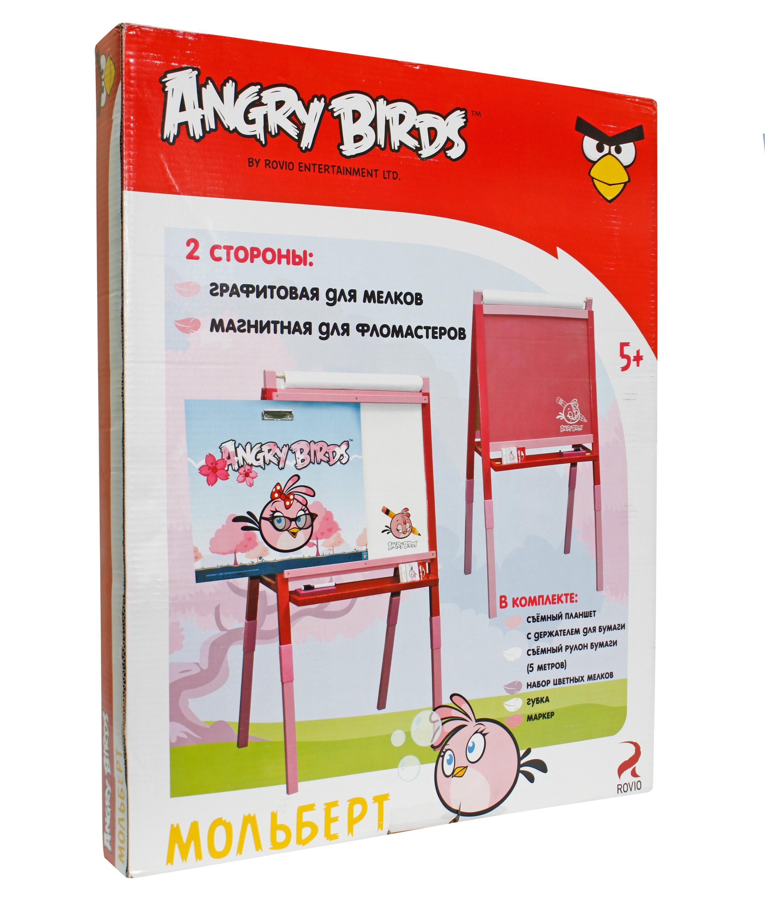 1 toy Мольберт двухсторонний Angry Birds маркер,губка,съёмный планшет/держатель д/,бумаги,мат.сосна
