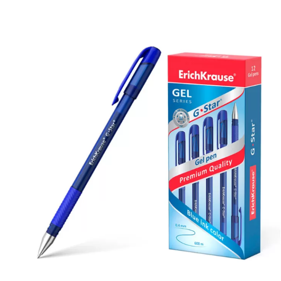 Ручка гелевая ErichKrause® G-Star® 0.5, цвет чернил синий (в пакете по 1 шт.)