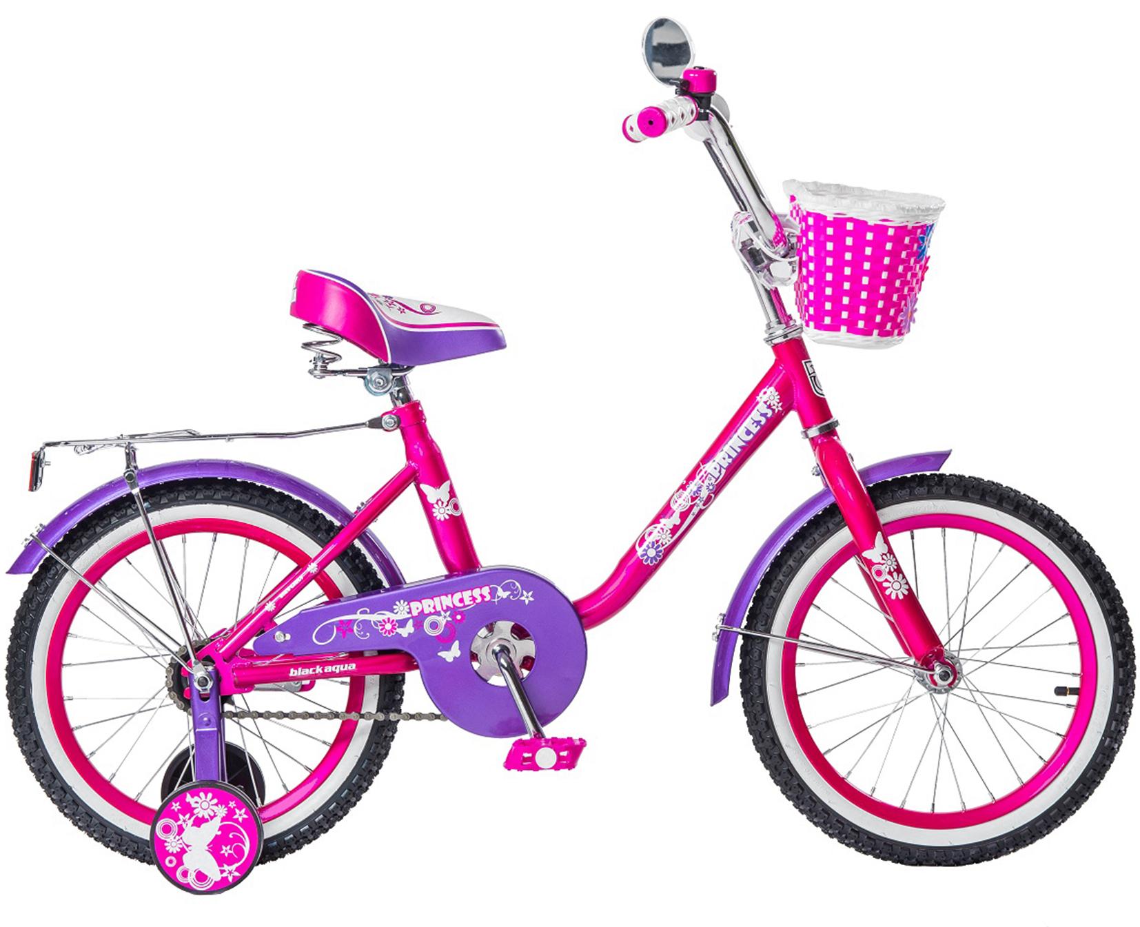 Велосипед Black Agua  Princess 16",1s(со светящ.колесами,розовый-белый)KG1602