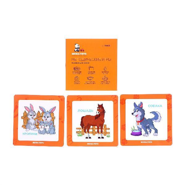 Набор кубиков обучающий "Домашние животные" (4кубика, 3 двусторонние карточки, развивающее методичес