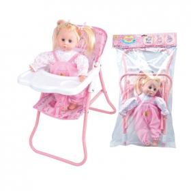  Кукла-младенец "Пупс со стульчиком для кормления" KING TIME (30см,мягк.тело,в ассорт.)