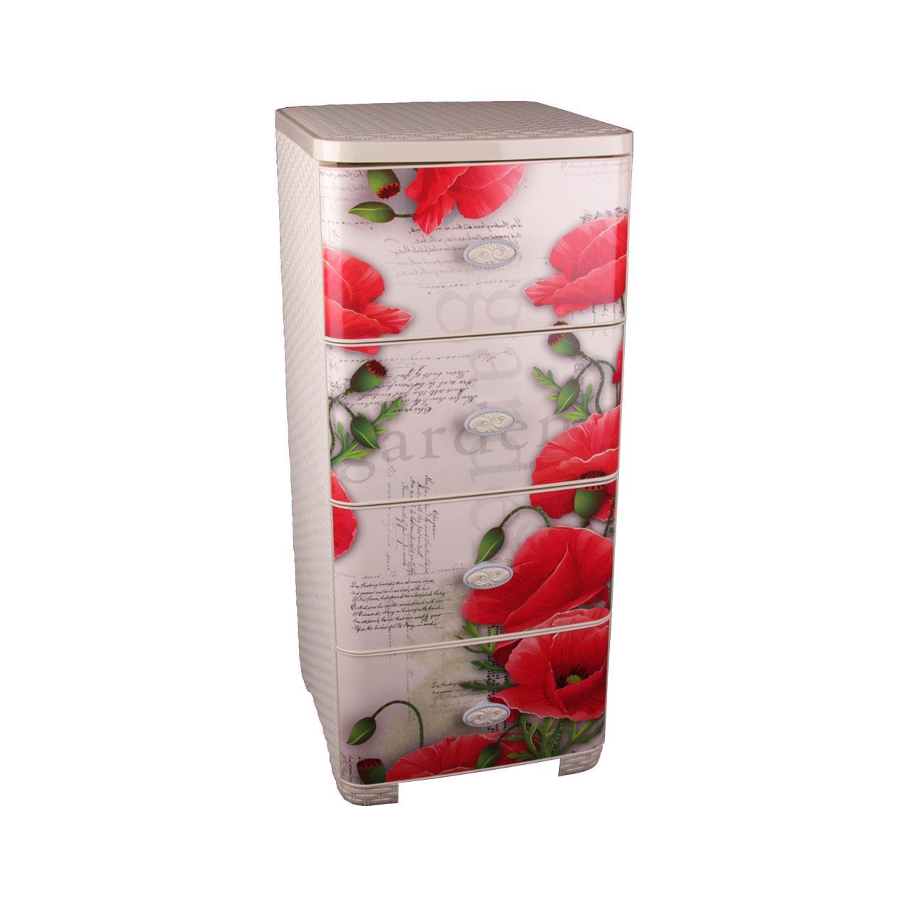 Комод плетенный "Маки"4-х секционный