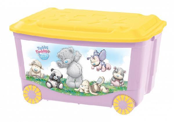 Ящик для игрушек  на колёсах с аппликацией "ME TO YOU" 580*390*335 мм розовый