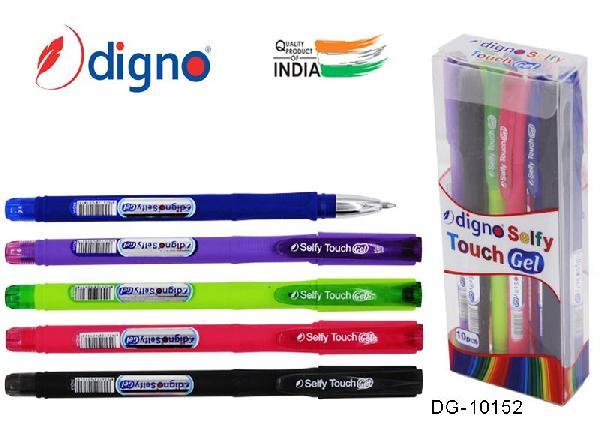 Гелевая ручка: DIGNO "TOUCH"; цветной яркий корпус soft, 0,7 mm, серебристый наконечник, цвет чернил