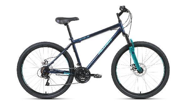 Велосипед ALTAIR МТВ НТ 27,5 2,0 disc (27,5" 21ск,рост 17,19") 2020-2021/темно-синий/белый,черн./сер