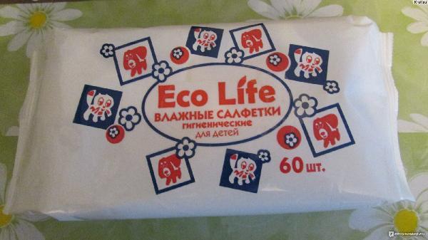 Влажные салфетки детские +0 "ECO LIFE" 60 шт.