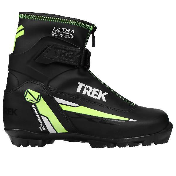 Ботинки лыжные  TREK Experience черный(лого зеленый неон) р.45