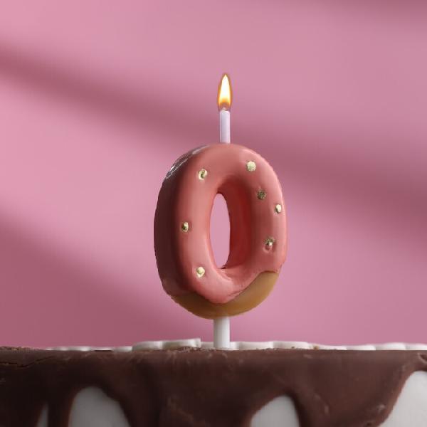 Свеча в торт "Клубничная глазурь", цифра "0", розовая   7003957