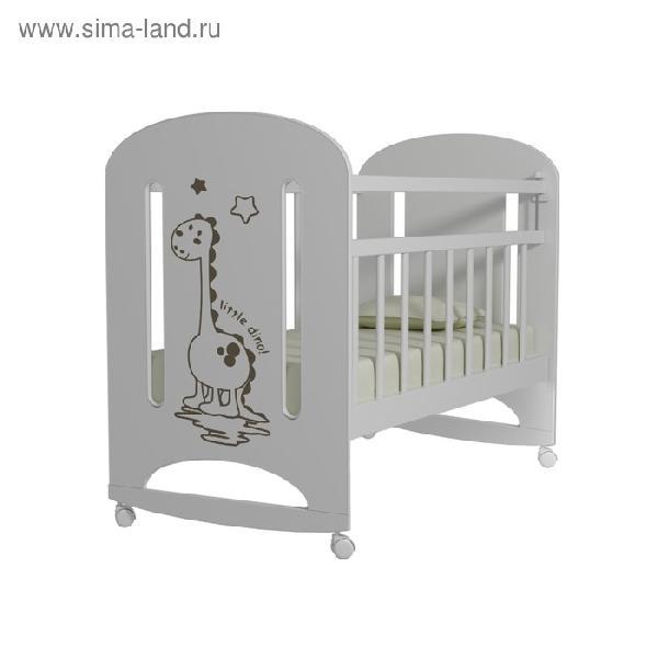 Кровать детская Dino(фигурн.спинка,колесо-качалка)(белый)