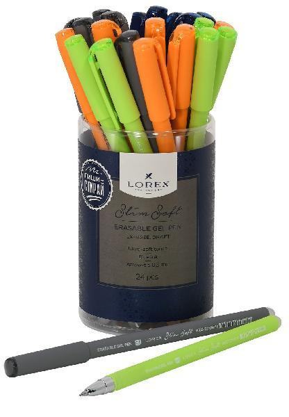 Ручка маслян. LOREX LX-BASE.DRAFT серия Slim Soft 0,50 мм синий,"пиши-стирай"кругл.прорезин.