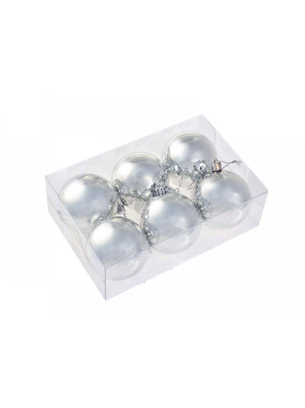 Набор елочных шаров диаметр 7см,6 шт. цвет серебро TZ