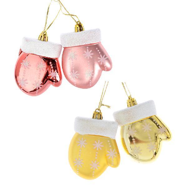 Сноу-бум Зефир.Набор украшений 2шт.,8см.Рукавички,розовый,золото.