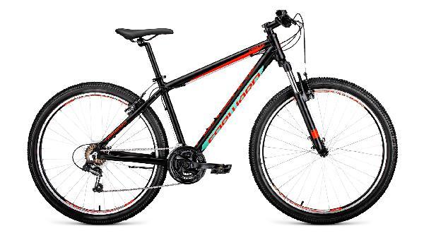 Велосипед Forward APACHE 1,0алюм.(27,5  21ск,рост 17,19)черный/крастный мат.,серый/черн.,красный/бел