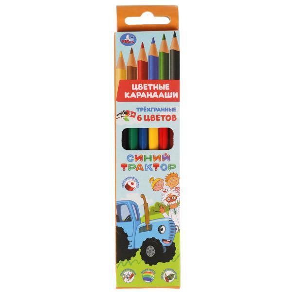 Цветные карандаши СИНИЙ ТРАКТОР 6цв, трёхгран, синий трактор Умка в кор.20*24наб CPT6-52001-STR