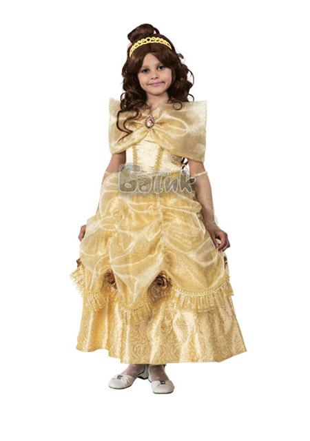 Карнавальный костюм "Принцесса Бель"(платье,подъюбник,перчатки,брошь,парик,обруч).32,30,34.