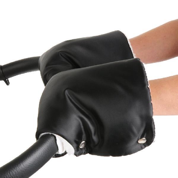 Муфта-рукавички для рук на коляску ЛЮКС (мех) (черная арт.2674)