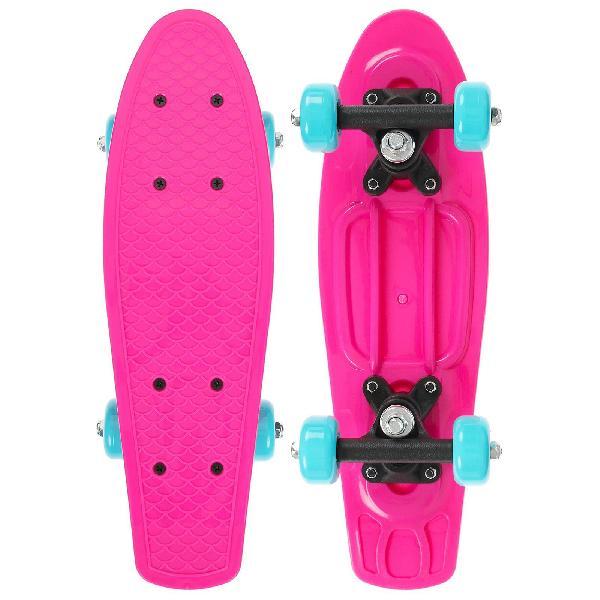 Скейтборд 42 х 12 см, колеса PVC 50 мм, пластиковая рама, цвет розовый  5290559