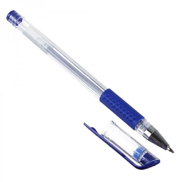 Ручка гелевая синяя,с резиновым держателем,14,9 см,наконечник 0,5мм