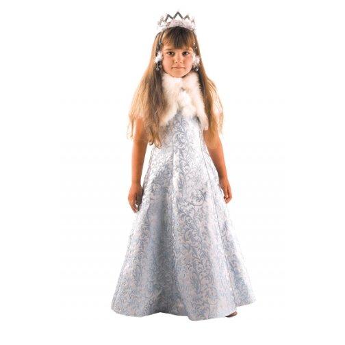 Карнавальный костюм «Снегурочка» жемчужная (платье, манто, корона), размер 34																														