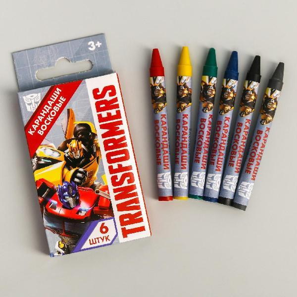 Восковые карандаши Трансформеры, набор 6 цветов, высота - 8см, диаметр - 0,8 см   5290037