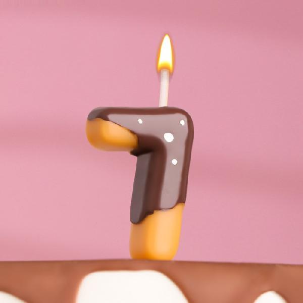 Свеча в торт "Шоколадная глазурь", цифра "7", 7 см   7003954