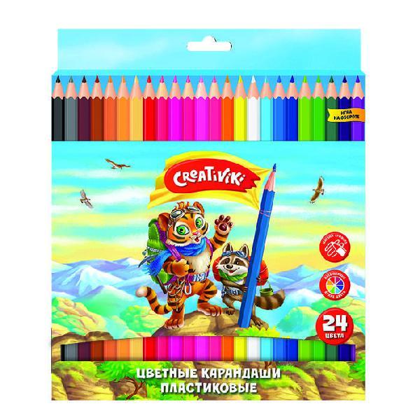 Набор цветных карандашей Creativiki 24 цв.шестигранные. пластик