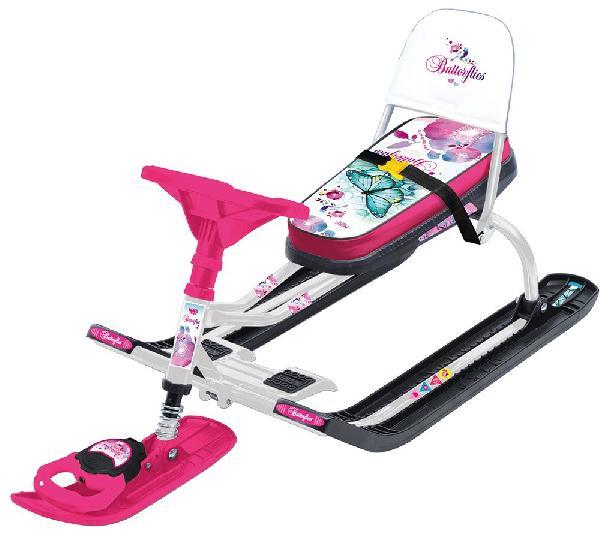 Снегокат "Тимка Спорт 4-1" с бабочками, белый каркас