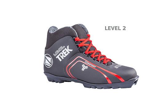 Ботинки лыжные TREK Level3 NNN  (черный,лого синий,красный,серый) р.35