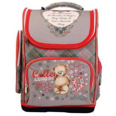 Рюкзак школьный для девочки deVENTE с медведем, коричневый (35*26*20 см) - фото
