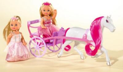 Кукла Две Еви-принцессы+лошадь с каретой