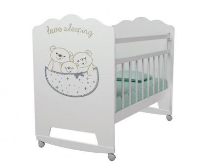 Кровать детская "Love Sleeping", колесо-качалка, цвет: белый