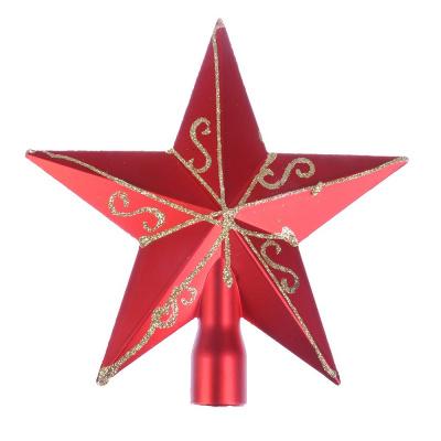 Звезда на елку с декором "Сноу Бум" 15 см, пластик, красный/золото 