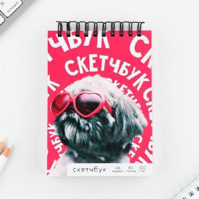 Скетчбук А6, 80 л. Твердая обложка "Собака" 9406996